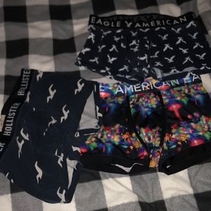 Three pairs of Underwear (Mens) American Eagle X2 & Hollister one pair.
